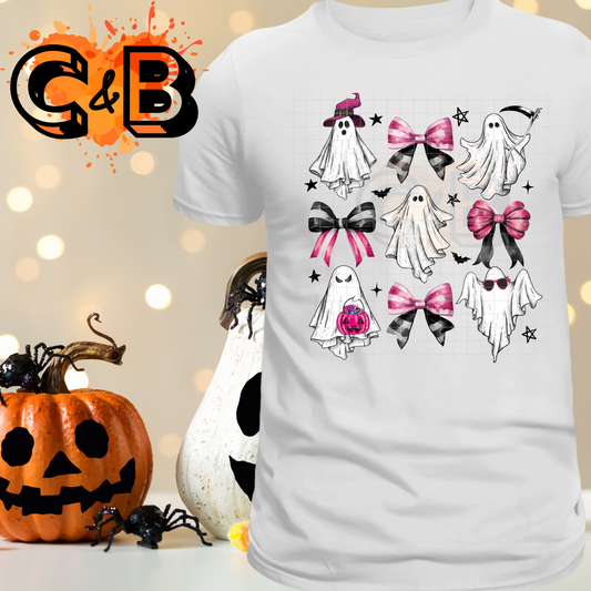 Ghost With Black And Pink Bows T-Shirt