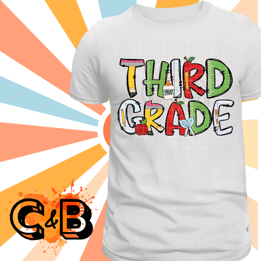 Third Grade Teacher Font T-Shirt