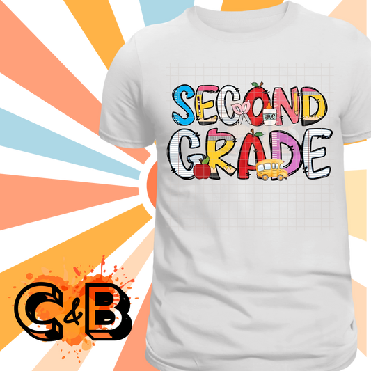 Second Grade Teacher Font T-Shirt