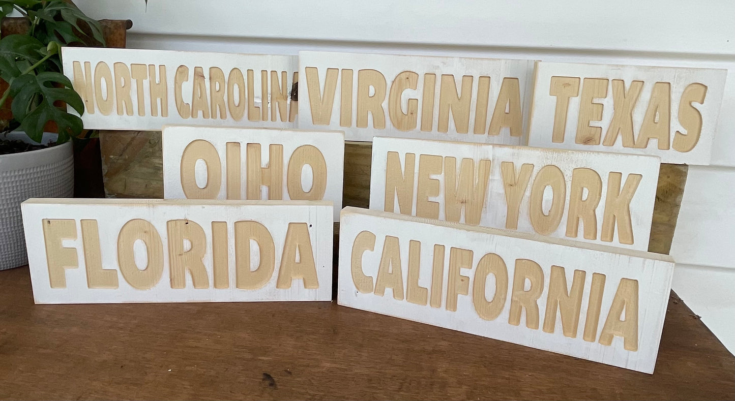 Wooden State Names- Home Decor